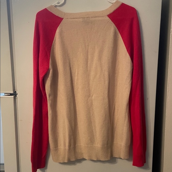 Halogen Womens XL Bright Pink Tan/Baby Pink 100% Cashmere Long Sleeve Sweater - Picture 5 of 9